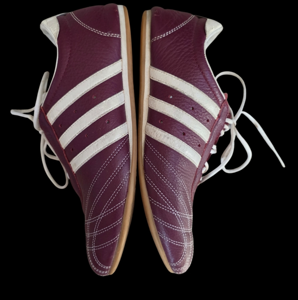 Adidas Burgandy And White Sneakers, Vintage 2003